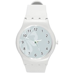 Hibiscus Sakura Glacier Gray Round Plastic Sport Watch (m)