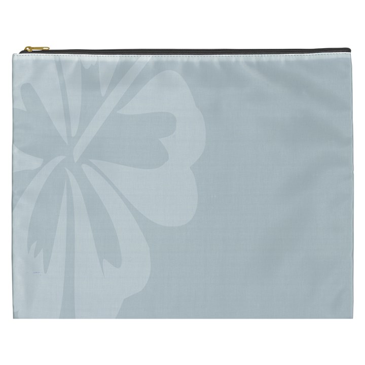 Hibiscus Sakura Glacier Gray Cosmetic Bag (XXXL) 