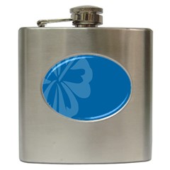 Hibiscus Sakura Classic Blue Hip Flask (6 Oz) by Mariart