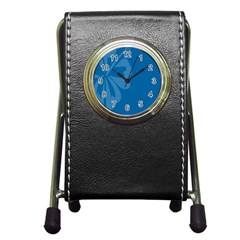 Hibiscus Sakura Classic Blue Pen Holder Desk Clocks