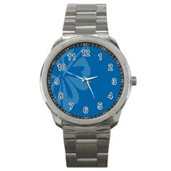 Hibiscus Sakura Classic Blue Sport Metal Watch by Mariart