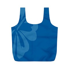 Hibiscus Sakura Classic Blue Full Print Recycle Bags (m) 