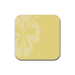 Hibiscus Custard Yellow Rubber Coaster (square) 