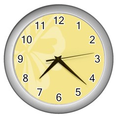 Hibiscus Custard Yellow Wall Clocks (silver) 