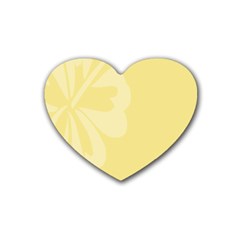 Hibiscus Custard Yellow Rubber Coaster (heart)  by Mariart