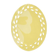 Hibiscus Custard Yellow Oval Filigree Ornament (two Sides)