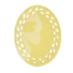 Hibiscus Custard Yellow Oval Filigree Ornament (Two Sides) Back
