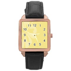 Hibiscus Custard Yellow Rose Gold Leather Watch  by Mariart