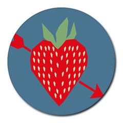Fruit Red Strawberry Round Mousepads