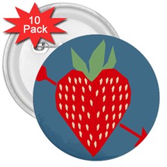 Fruit Red Strawberry 3  Buttons (10 Pack)  by Mariart