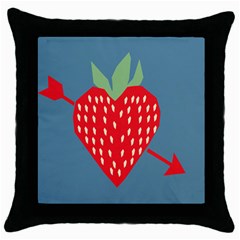 Fruit Red Strawberry Throw Pillow Case (black) by Mariart