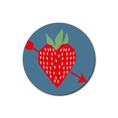 Fruit Red Strawberry Rubber Coaster (round)  by Mariart