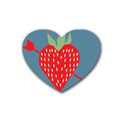 Fruit Red Strawberry Rubber Coaster (heart)  by Mariart