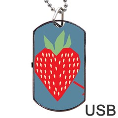 Fruit Red Strawberry Dog Tag Usb Flash (one Side) by Mariart