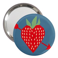 Fruit Red Strawberry 3  Handbag Mirrors