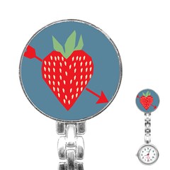 Fruit Red Strawberry Stainless Steel Nurses Watch