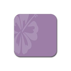 Hibiscus Sakura Lavender Herb Purple Rubber Coaster (square)  by Mariart