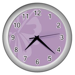Hibiscus Sakura Lavender Herb Purple Wall Clocks (silver) 