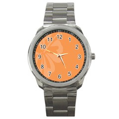 Hibiscus Sakura Tangerine Orange Sport Metal Watch by Mariart