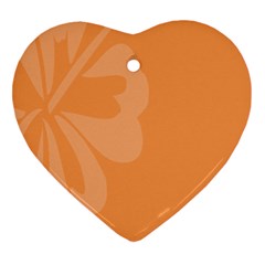 Hibiscus Sakura Tangerine Orange Heart Ornament (two Sides) by Mariart