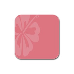 Hibiscus Sakura Strawberry Ice Pink Rubber Square Coaster (4 pack) 