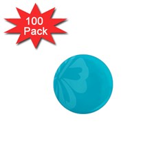 Hibiscus Sakura Scuba Blue 1  Mini Magnets (100 Pack) 