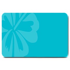 Hibiscus Sakura Scuba Blue Large Doormat  by Mariart