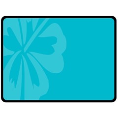 Hibiscus Sakura Scuba Blue Double Sided Fleece Blanket (large) 