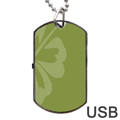 Hibiscus Sakura Woodbine Green Dog Tag Usb Flash (two Sides)