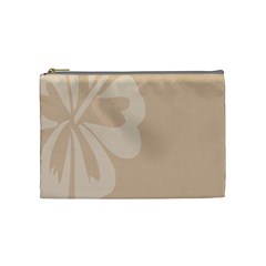 Hibiscus Sakura Toasted Almond Grey Cosmetic Bag (medium)  by Mariart