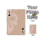 Hibiscus Sakura Toasted Almond Grey Playing Cards 54 (Mini)  Front - Spade5