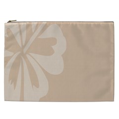 Hibiscus Sakura Toasted Almond Grey Cosmetic Bag (xxl)  by Mariart