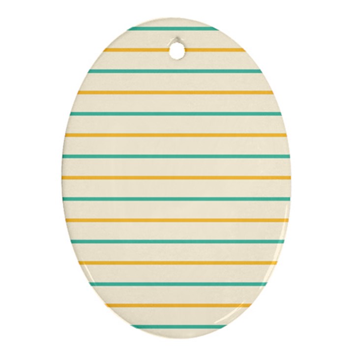 Horizontal Line Yellow Blue Orange Ornament (Oval)