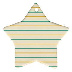 Horizontal Line Yellow Blue Orange Star Ornament (two Sides) by Mariart