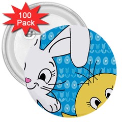 Easter Bunny And Chick  3  Buttons (100 Pack)  by Valentinaart