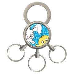 Easter Bunny And Chick  3-ring Key Chains by Valentinaart