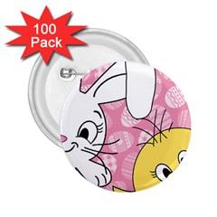 Easter Bunny And Chick  2 25  Buttons (100 Pack)  by Valentinaart
