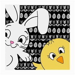 Easter Bunny And Chick  Medium Glasses Cloth (2-side) by Valentinaart