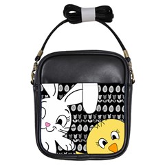 Easter Bunny And Chick  Girls Sling Bags by Valentinaart