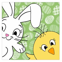 Easter Bunny And Chick  Large Satin Scarf (square) by Valentinaart