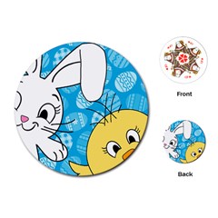 Easter Bunny And Chick  Playing Cards (round) 