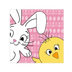 Easter Bunny And Chick  Small Satin Scarf (square) by Valentinaart