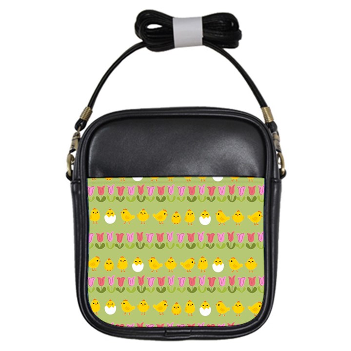 Easter - chick and tulips Girls Sling Bags