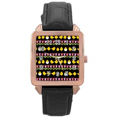 Easter - Chick And Tulips Rose Gold Leather Watch  by Valentinaart