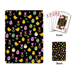 Easter - Chick And Tulips Playing Card by Valentinaart