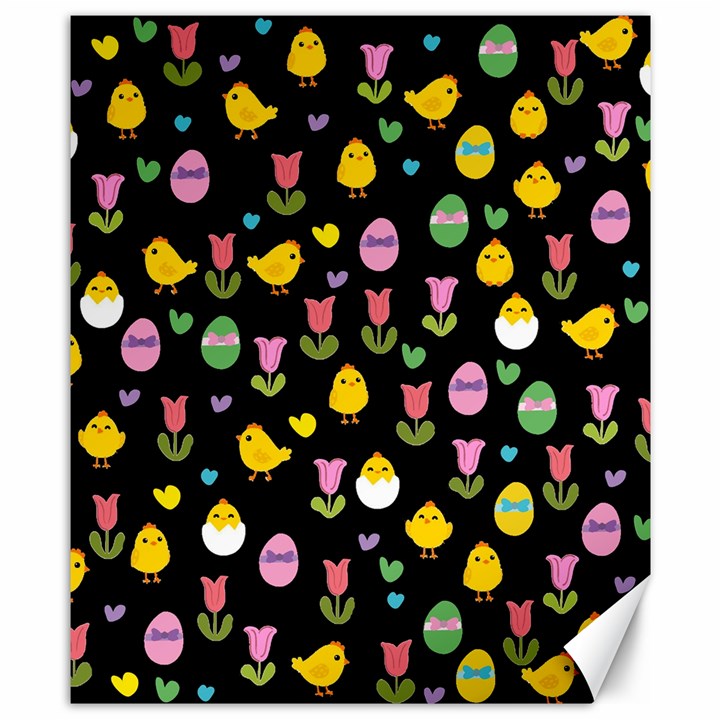 Easter - chick and tulips Canvas 8  x 10 