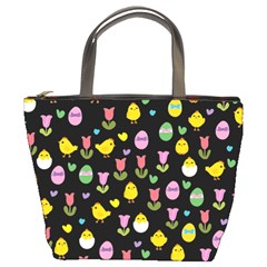 Easter - Chick And Tulips Bucket Bags by Valentinaart