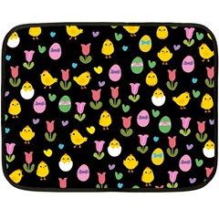 Easter - Chick And Tulips Double Sided Fleece Blanket (mini)  by Valentinaart