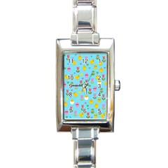 Easter - Chick And Tulips Rectangle Italian Charm Watch by Valentinaart