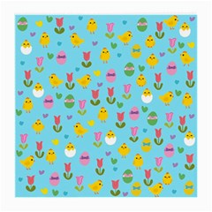 Easter - Chick And Tulips Medium Glasses Cloth (2-side) by Valentinaart